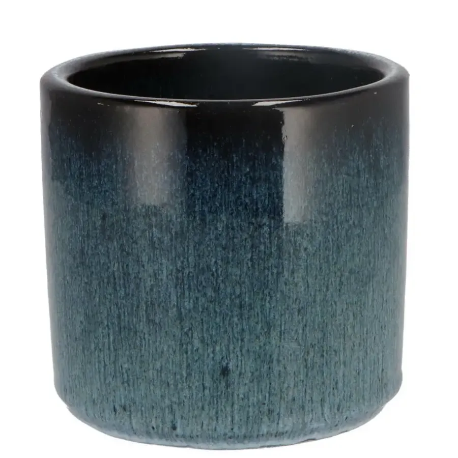 DK Design Bloempot model Blue Glaze - blauw - D12 x H13 cm - ombre
