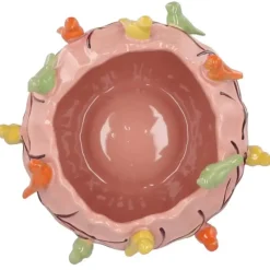 DK Design Bloempot/plantenpot Vogels - roze - D28 x H22 cm