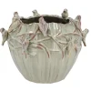 DK Design Bloempot/plantenpot Vogels - mosgroen - D26 x H20 cm