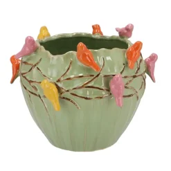 Bloempotten Voor Binnen-DK Design Bloempot/plantenpot Vogels - pistache - D26 x H20 cm