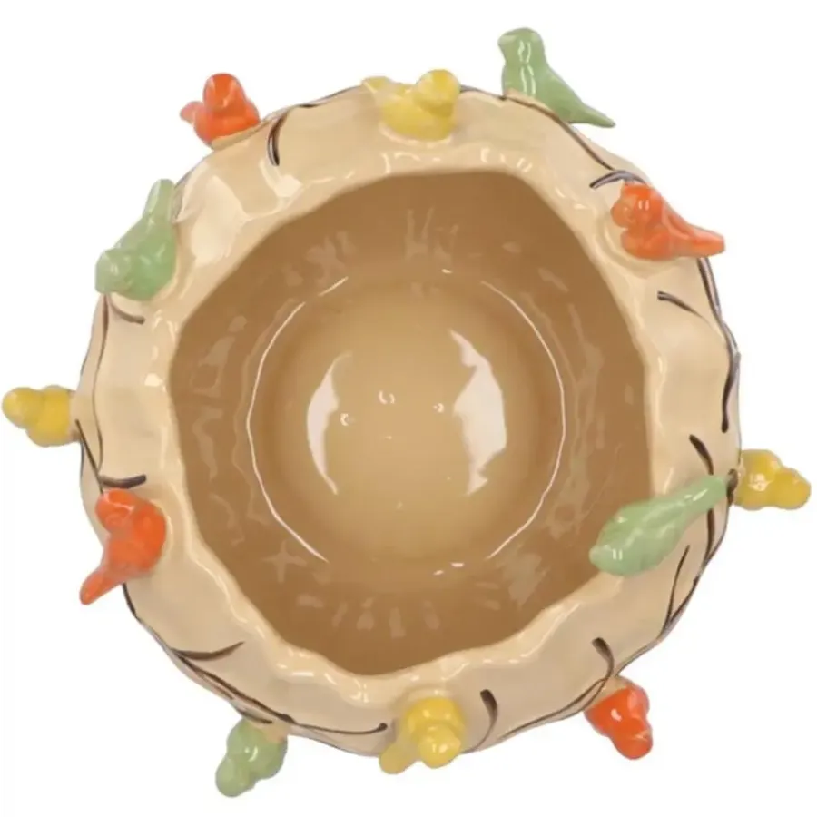 Bloempotten|Bloempotten Voor Binnen-DK Design Bloempot/plantenpot Vogels - zandkleurig - D26 x H20 cm