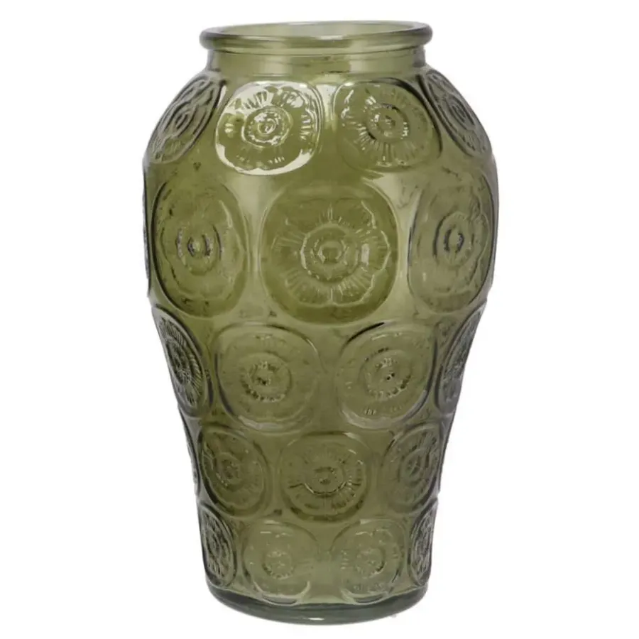 DK Design boeket vaas Circle - glas - olijfgroen - 15 x 25 cm