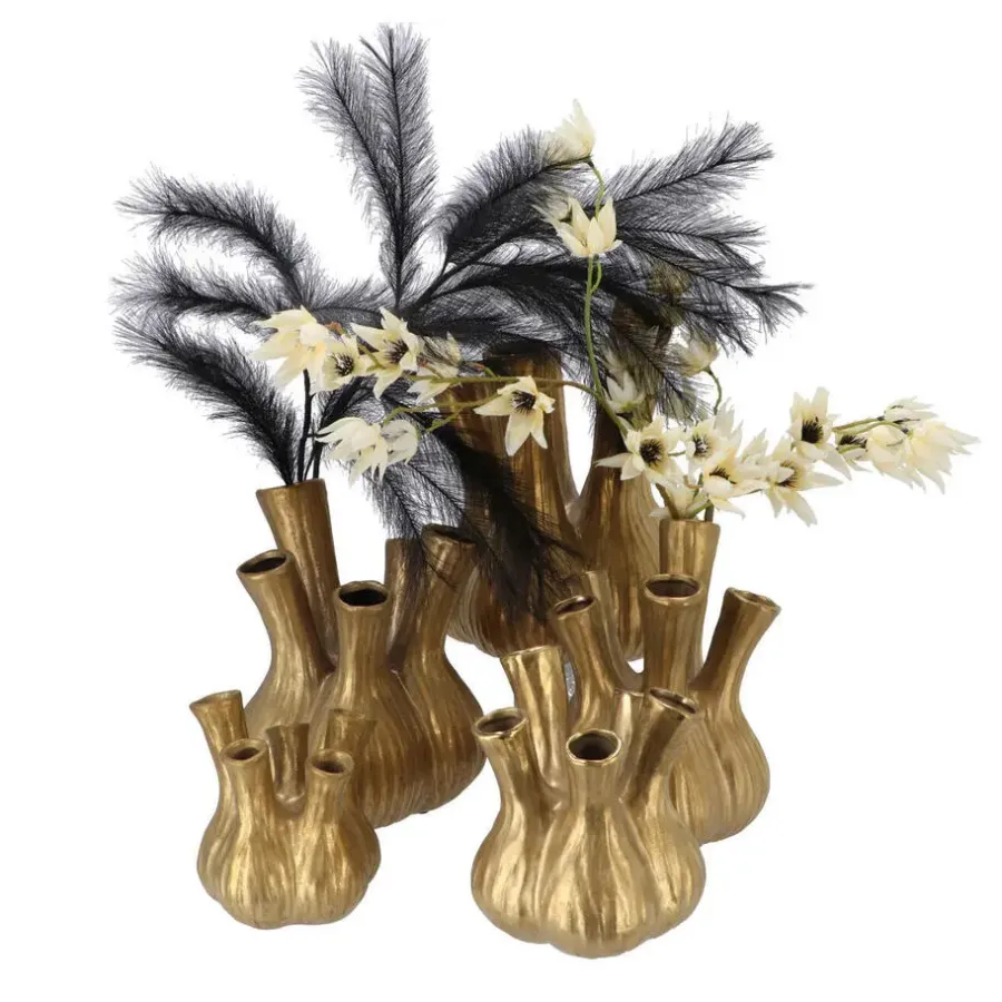 Vazen-DK Design vaas Aglio - tulpenvaas - goud mat - D20 x H25 cm
