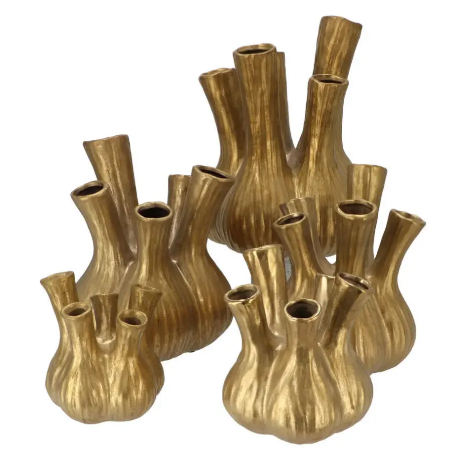 Vazen-DK Design vaas Aglio - tulpenvaas - goud mat - D20 x H25 cm