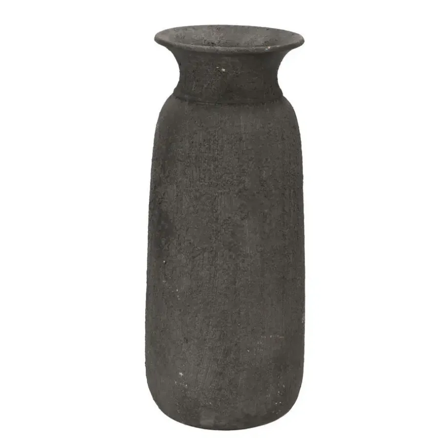 Vazen-DK Design vaas kruik model Maya - verweerd zwart - D18 x H40 cm - rustiek