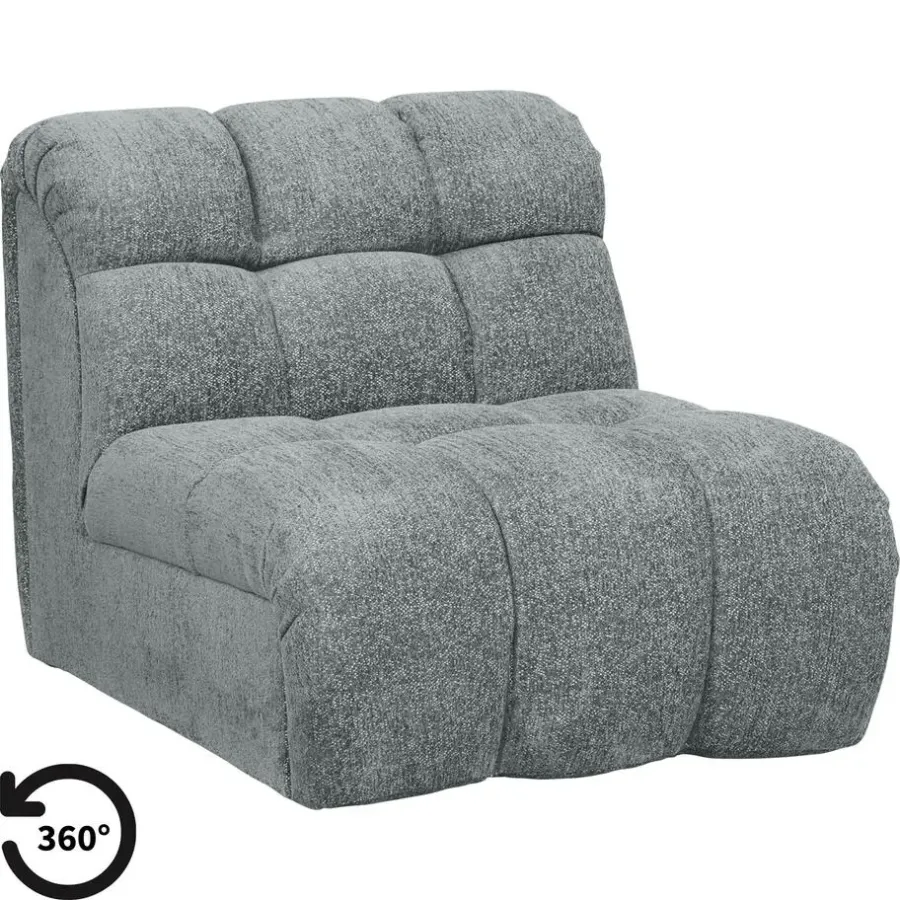 Fauteuils-Leen Bakker Draaifauteuil Beau - stof Raven - grijs