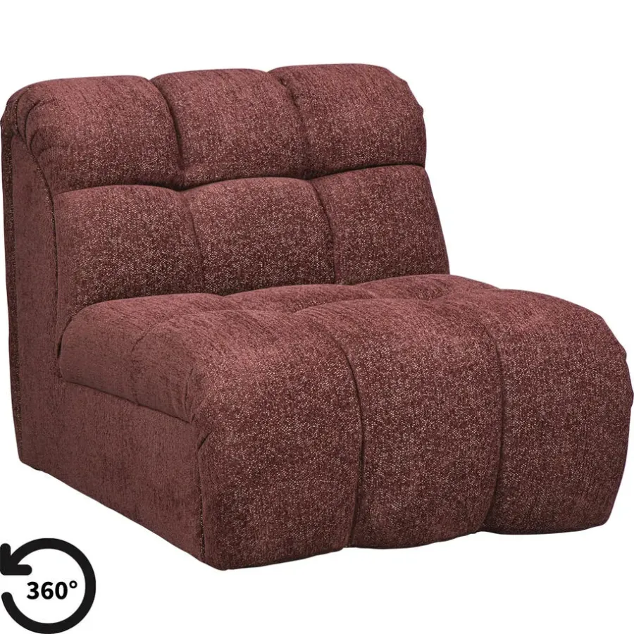 Fauteuils-Leen Bakker Draaifauteuil Beau - stof Raven - wijnrood