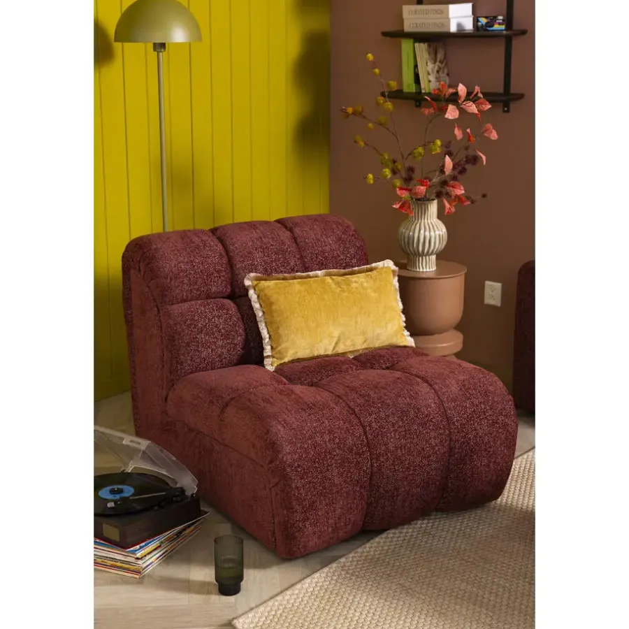 Fauteuils-Leen Bakker Draaifauteuil Beau - stof Raven - wijnrood