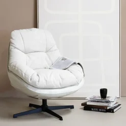 Fauteuils-Giga Meubel Draaifauteuil Beige - Zithoogte 50cm - Fauteuil Leonne