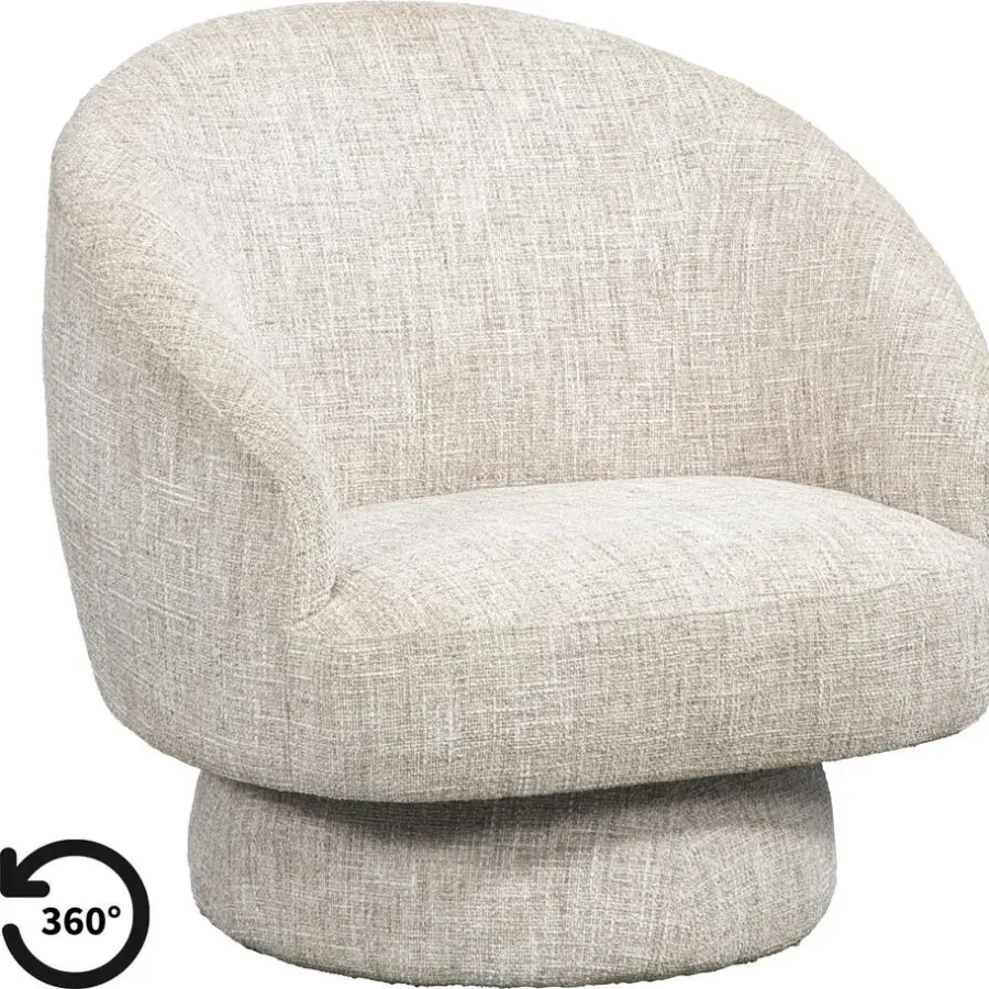 Fauteuils-Leen Bakker Draaifauteuil Lieve - beige