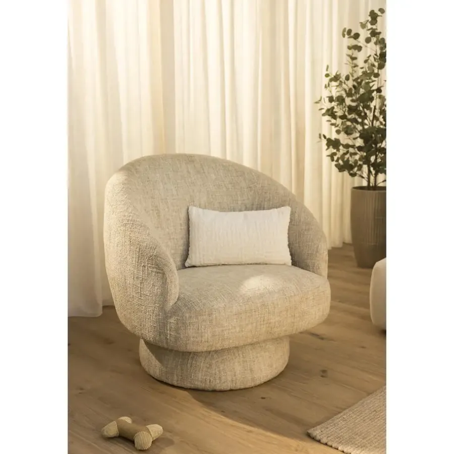 Fauteuils-Leen Bakker Draaifauteuil Lieve - beige