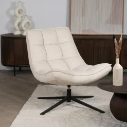 Giga Meubel Draaifauteuil Stof/Textiel - Beige - 86x74x84cm - Mattis