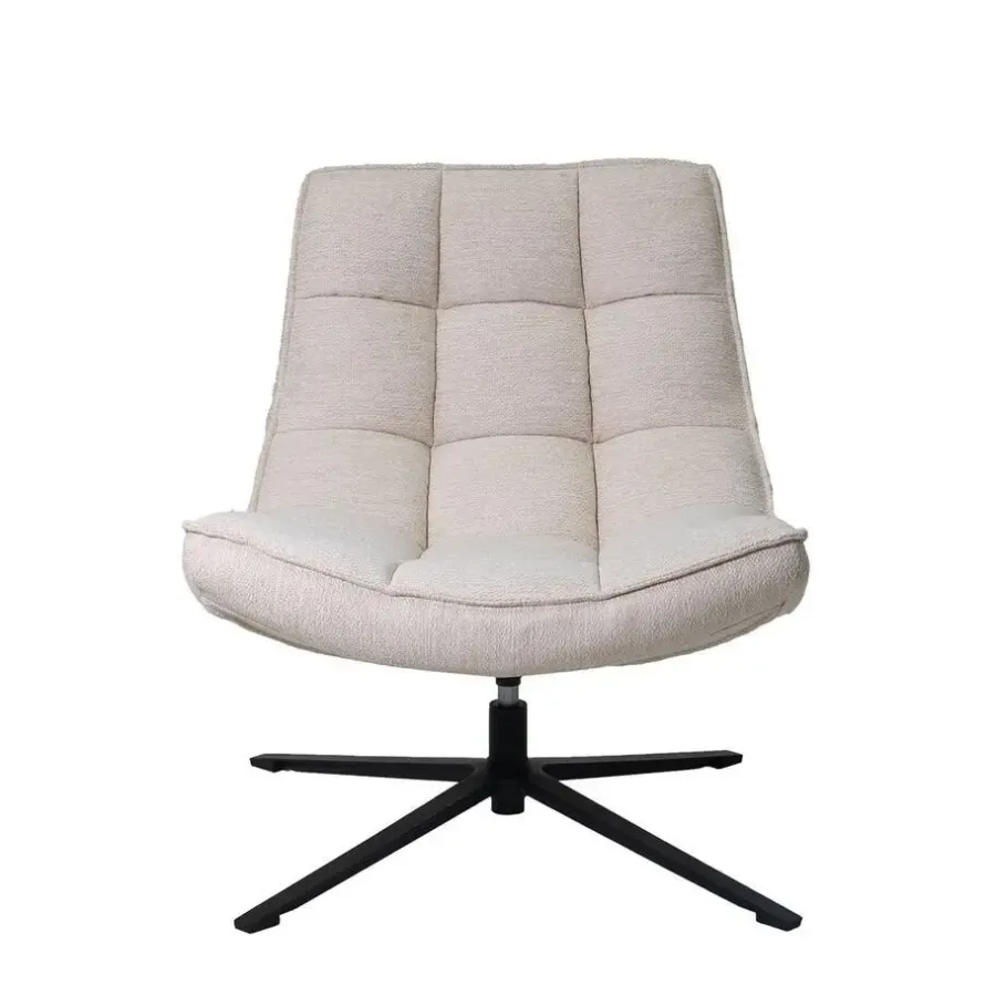 Giga Meubel Draaifauteuil Stof/Textiel - Beige - 86x74x84cm - Mattis