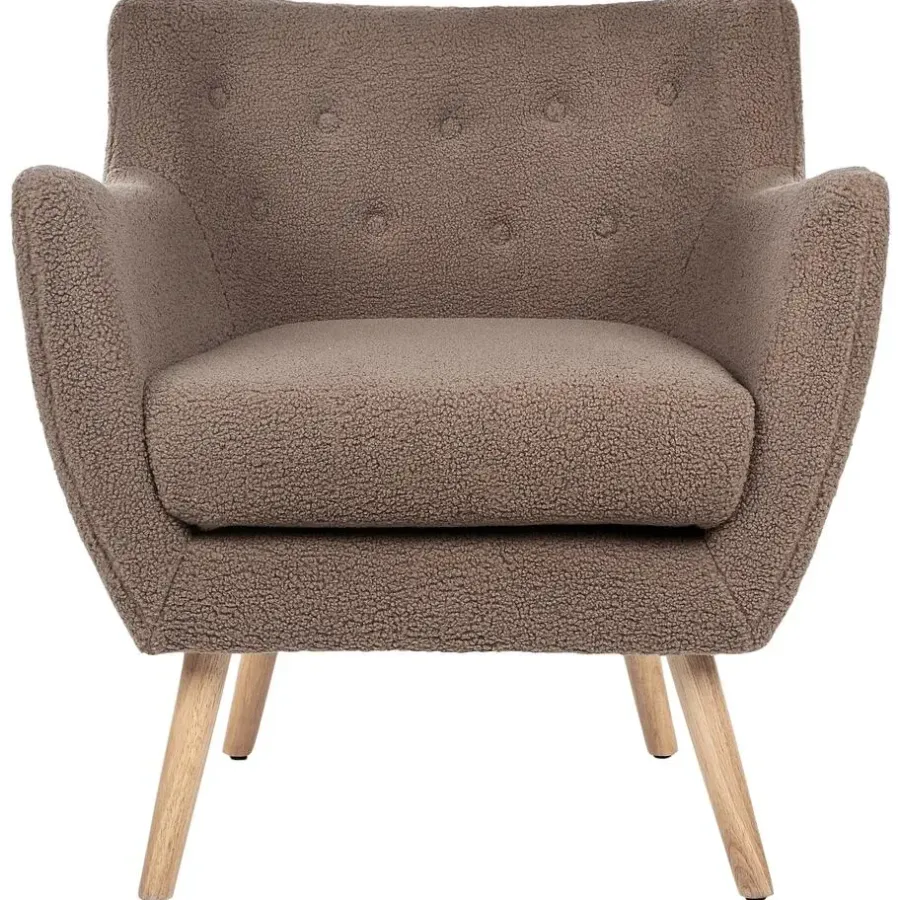 Beliani DRAMMEN - Chesterfield fauteuil - Bruin - Bouclé