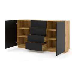 Dressoirs-AKL FURNITURE Dressoir Aura 89x164x41 Zwart