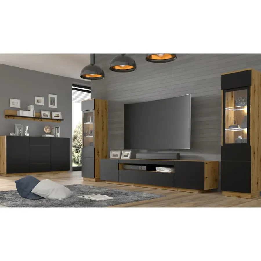 Dressoirs-AKL FURNITURE Dressoir Aura 89x164x41 Zwart