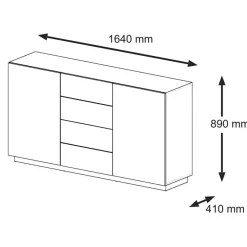 Dressoirs-AKL FURNITURE Dressoir Aura 89x164x41 Zwart