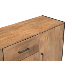 Dressoirs-Livingfurn Dressoir Naturel Mangohout - Metaal - 180x40x80cm - Elin