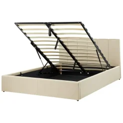 Twijfelaars-Beliani DREUX - Bed met opbergruimte - Beige - 140 x 200 cm - Polyester