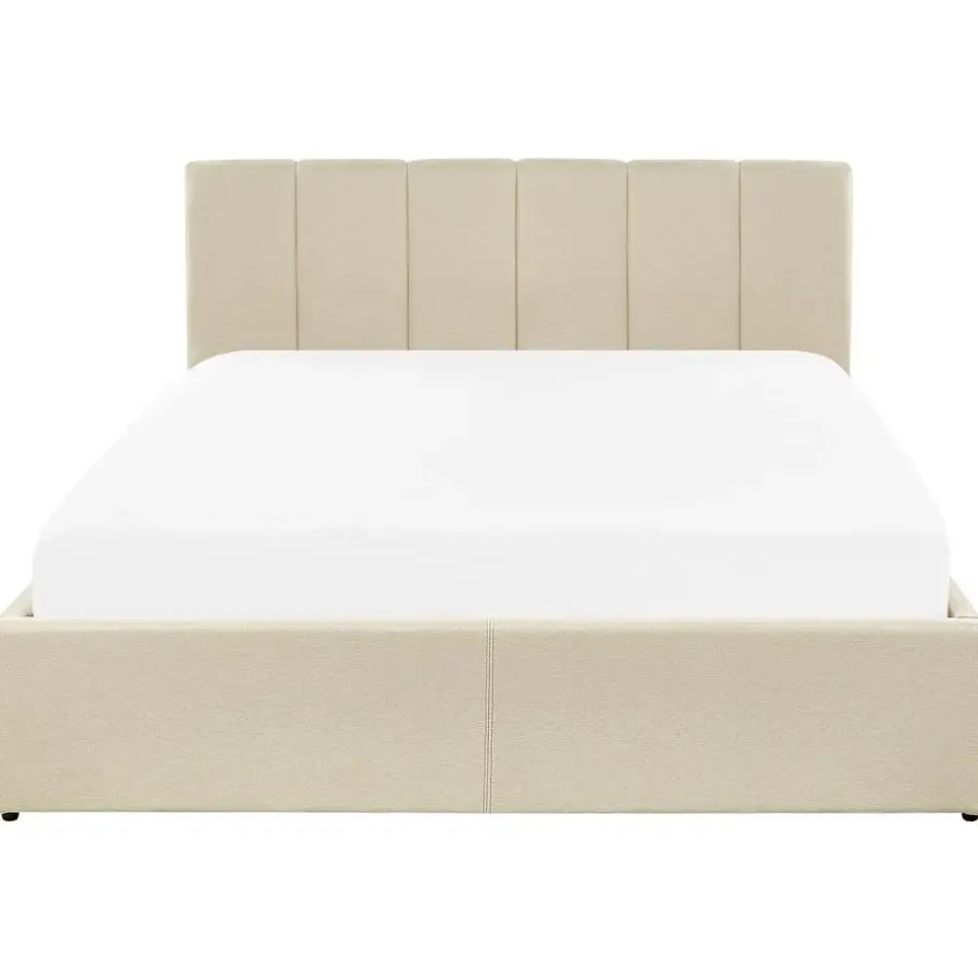 Twijfelaars-Beliani DREUX - Bed met opbergruimte - Beige - 140 x 200 cm - Polyester