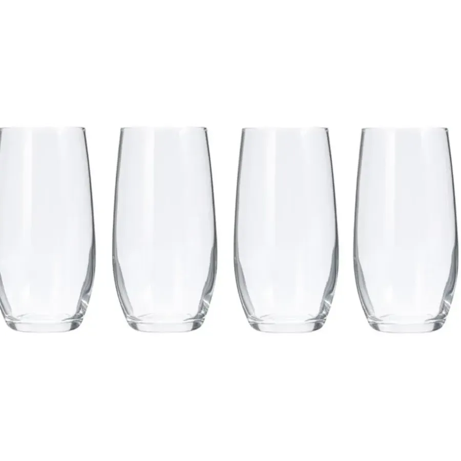 Waterglazen-Merkloos Drinkglazen of waterglazen - 4x stuks - gecurved - 360 ml