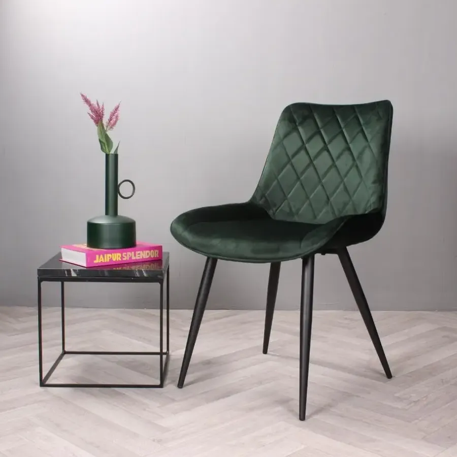 Eetkamerstoelen-DS4U - Benito 3.0 eetkamerstoel velours - donkergroen