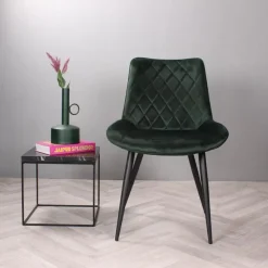 Eetkamerstoelen-DS4U - Benito 3.0 eetkamerstoel velours - donkergroen