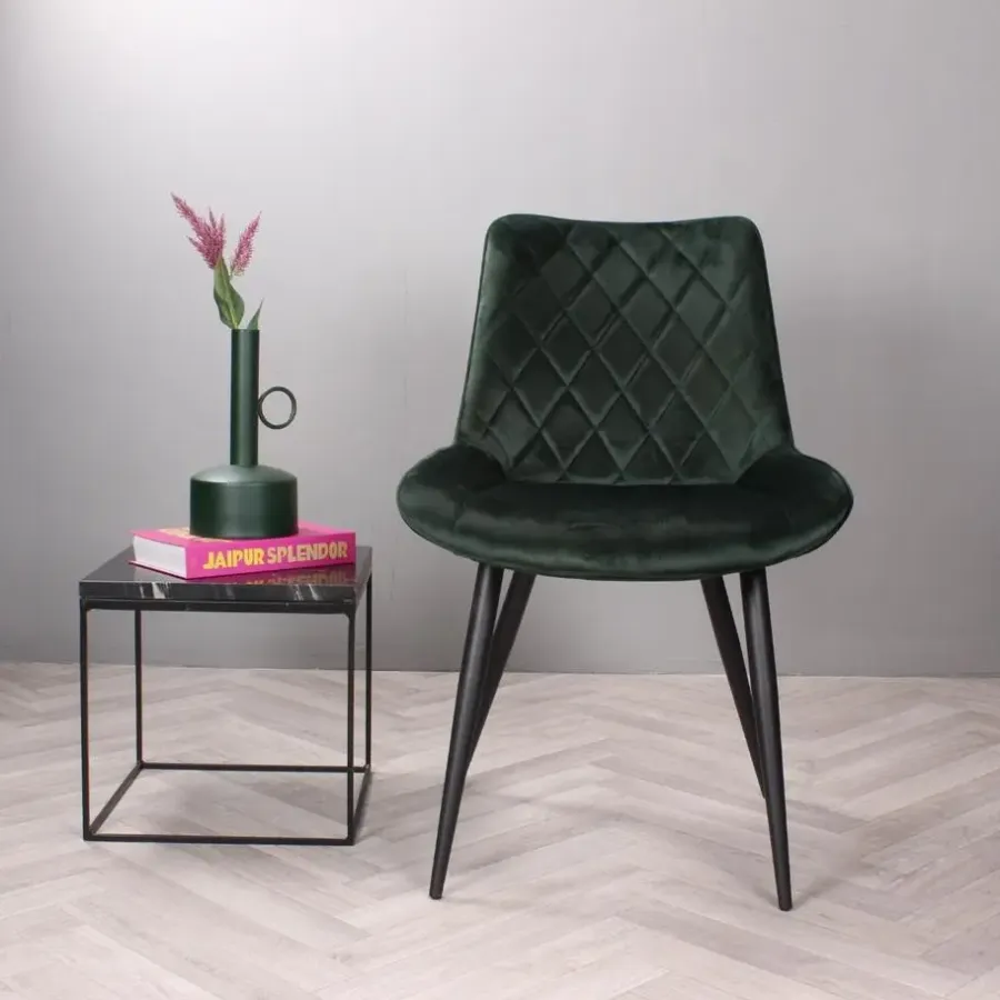 Eetkamerstoelen-DS4U - Benito 3.0 eetkamerstoel velours - donkergroen