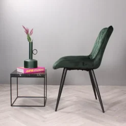 Eetkamerstoelen-DS4U - Benito 3.0 eetkamerstoel velours - donkergroen