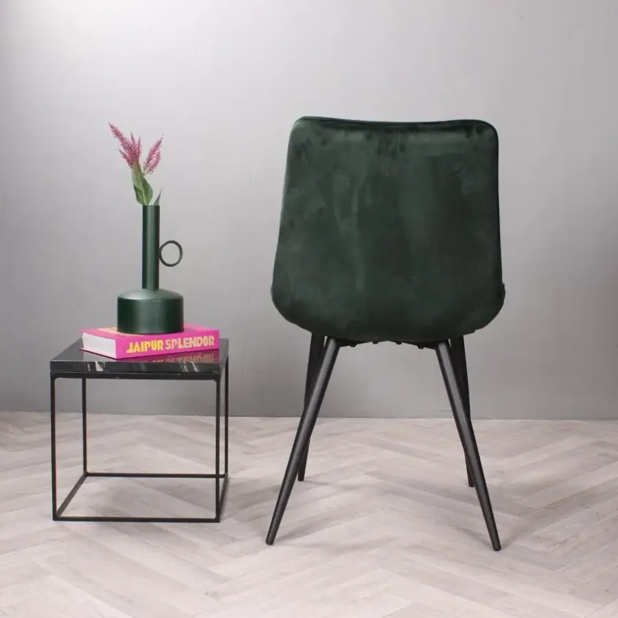 Eetkamerstoelen-DS4U - Benito 3.0 eetkamerstoel velours - donkergroen