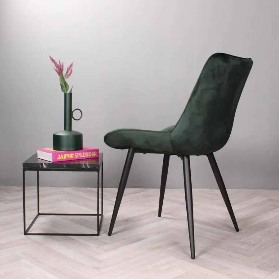 Eetkamerstoelen-DS4U - Benito 3.0 eetkamerstoel velours - donkergroen
