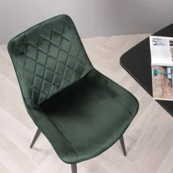 Eetkamerstoelen-DS4U - Benito 3.0 eetkamerstoel velours - donkergroen