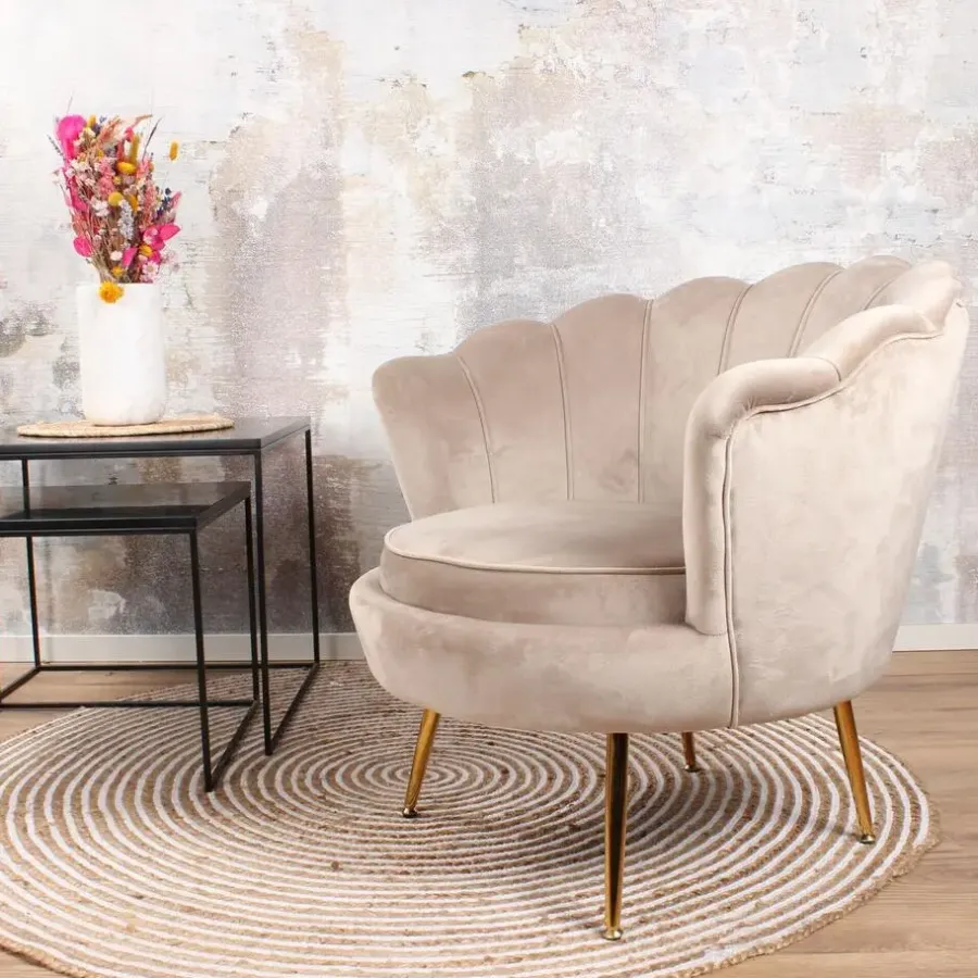 Fauteuils-DS4U - Feliz fauteuil velvet champagne/taupe