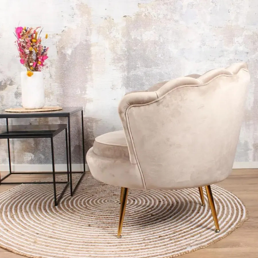 Fauteuils-DS4U - Feliz fauteuil velvet champagne/taupe