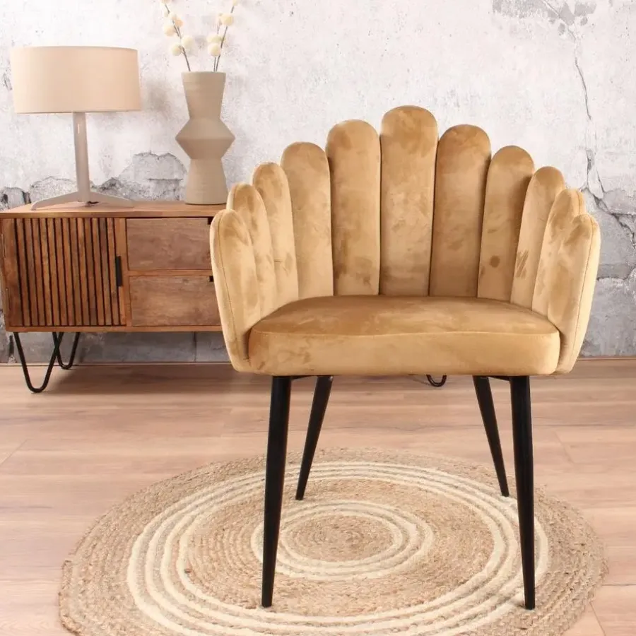 Eetkamerstoelen-DS4U - Flower eetkamerstoel velvet goud