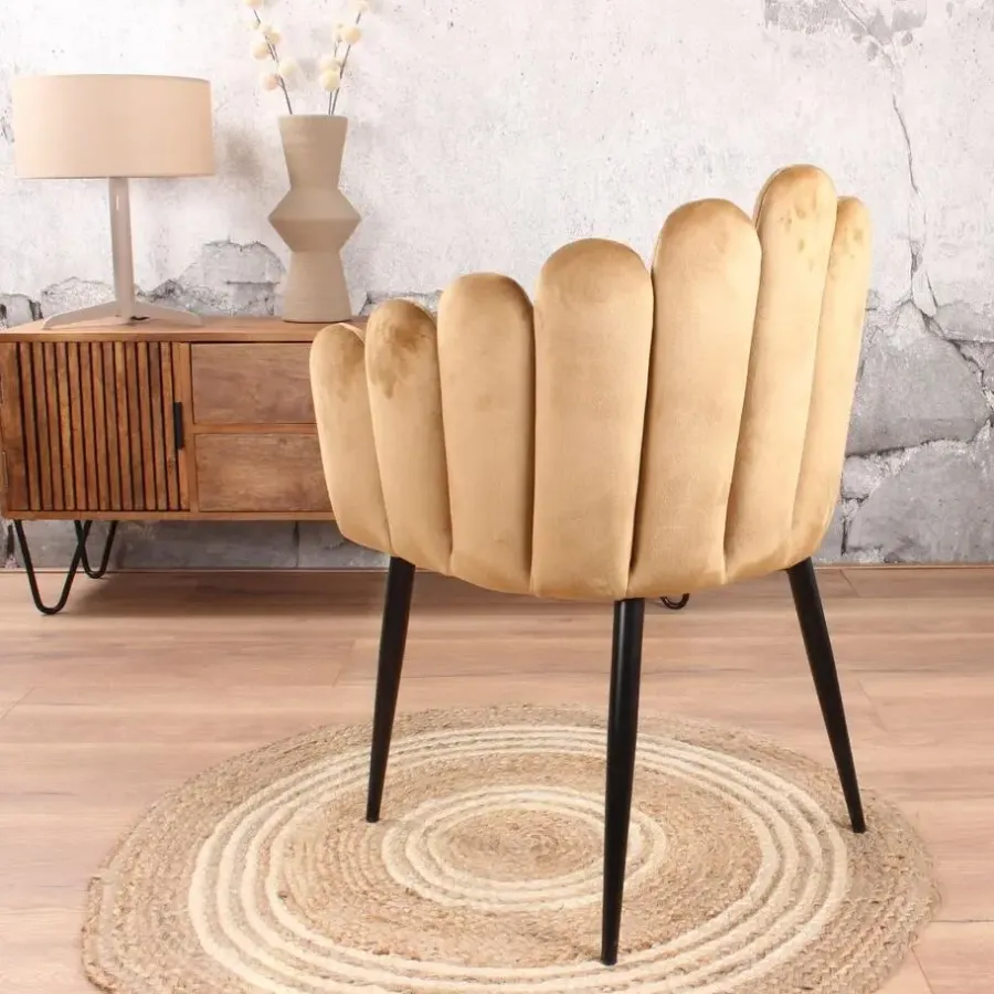 Eetkamerstoelen-DS4U - Flower eetkamerstoel velvet goud