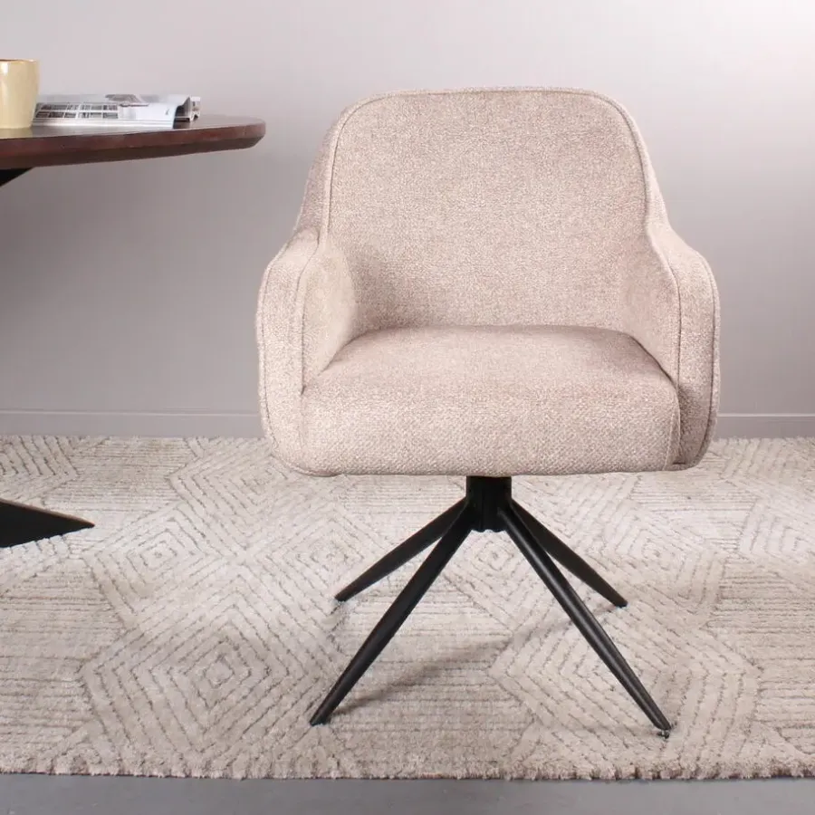 Eetkamerstoelen-DS4U - Loisa armstoel terugdraai - champagne