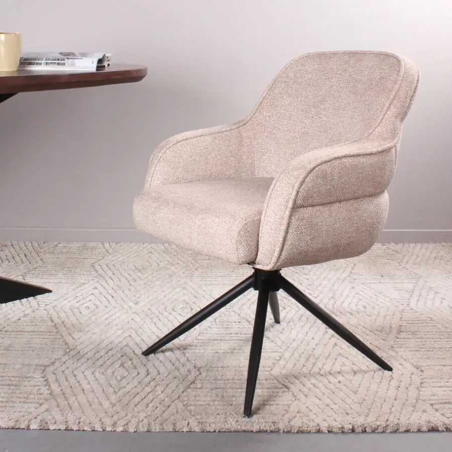 Eetkamerstoelen-DS4U - Loisa armstoel terugdraai - champagne