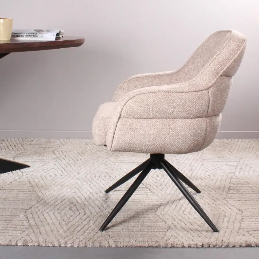 Eetkamerstoelen-DS4U - Loisa armstoel terugdraai - champagne
