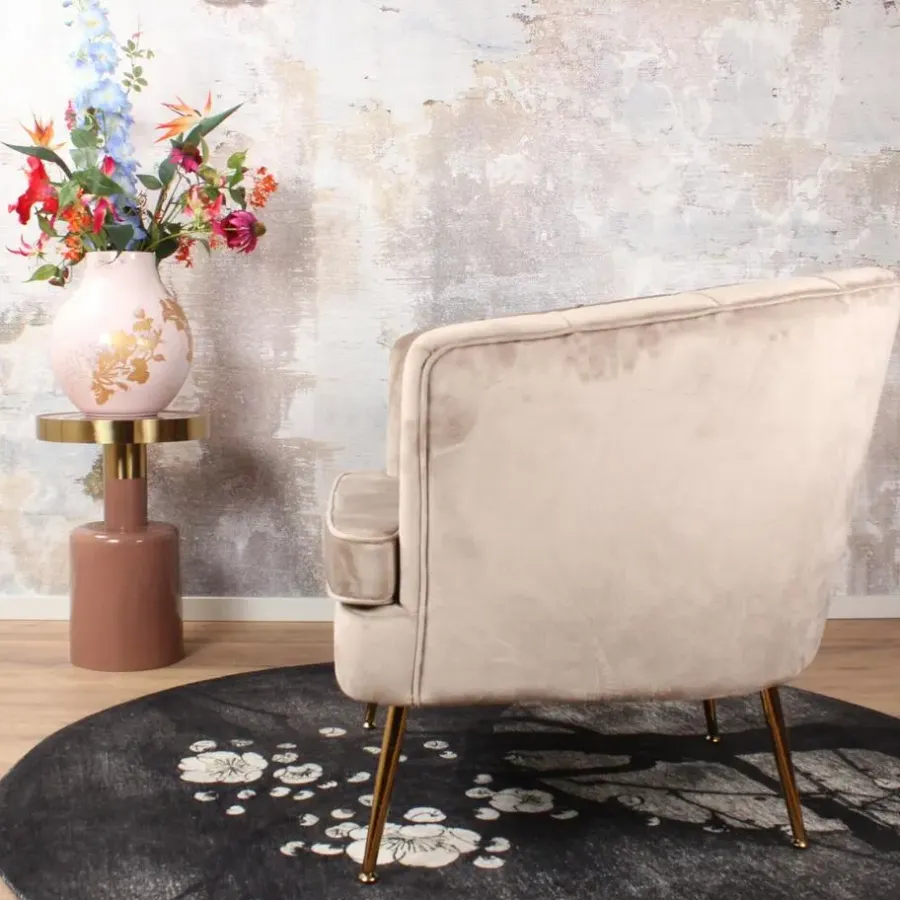 Fauteuils-DS4U - Norah fauteuil velvet champagne/taupe