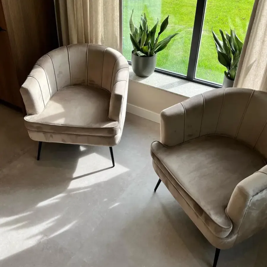 Fauteuils-DS4U - Norah fauteuil velvet champagne/taupe