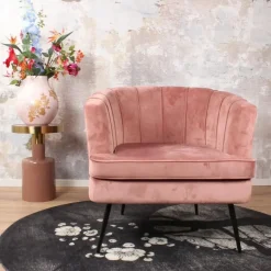 Fauteuils-DS4U - Norah fauteuil velvet zalmroze