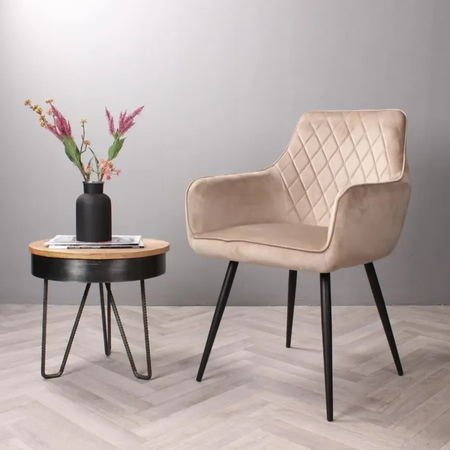 Eetkamerstoelen-DS4U - Ravi 3.0 eetkamerstoel velours - champagne