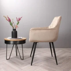 Eetkamerstoelen-DS4U - Ravi 3.0 eetkamerstoel velours - champagne