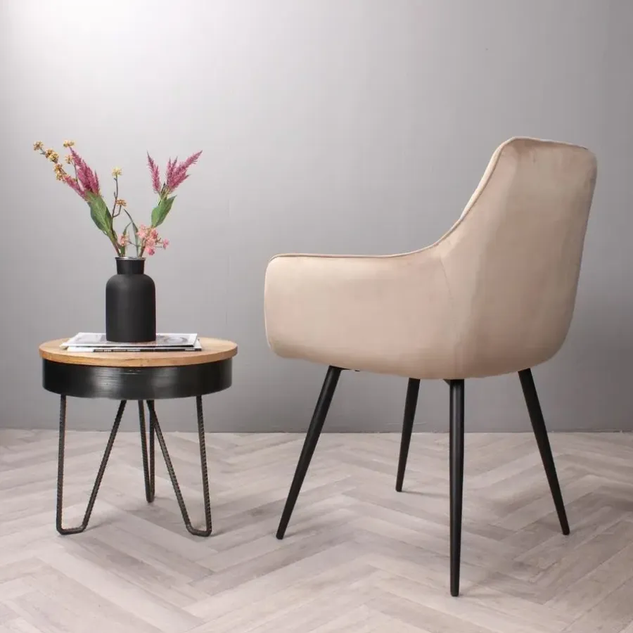 Eetkamerstoelen-DS4U - Ravi 3.0 eetkamerstoel velours - champagne