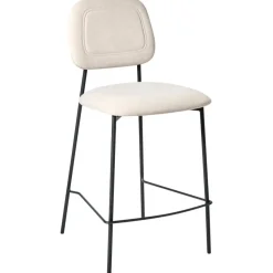Leen Bakker DUETTE - Barkruk set van 2 - Lichtbeige - Fluweel