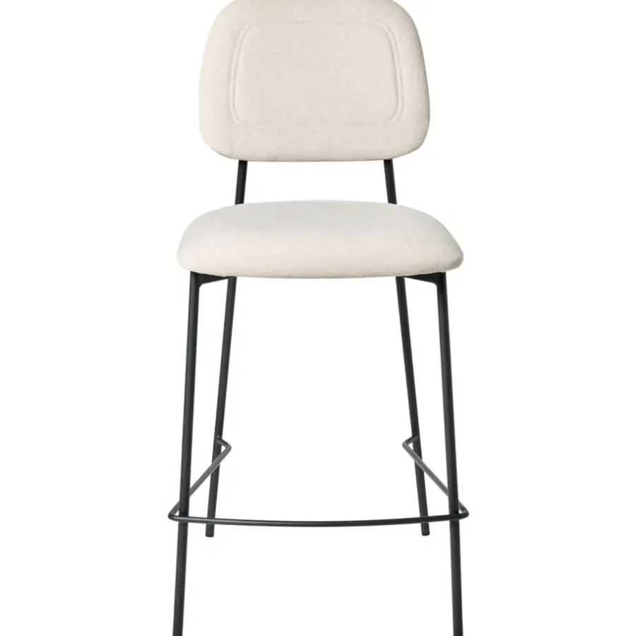Leen Bakker DUETTE - Barkruk set van 2 - Lichtbeige - Fluweel
