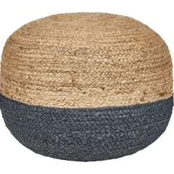 Leen Bakker DUKI - Poef - Marineblauw - 50 cm - Jute