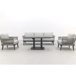 Van der Garde Tuinmeubelen - Premium Durban/Medina verstelbare stoel-bank loungeset - 4-delig