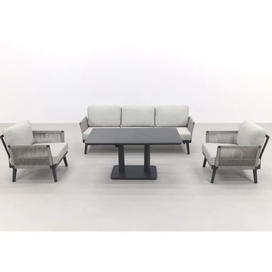 Van der Garde Tuinmeubelen - Premium Durban/Medina verstelbare stoel-bank loungeset - 4-delig